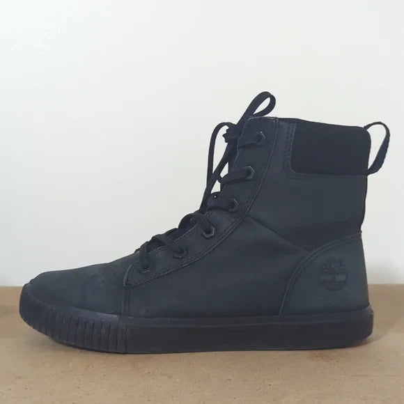 All black Timberland Skyla Bay boots. They feel more like sneakers. NOT waterproof. Definitely loved. The black is the kind of black that fades green if you know what I mean. By far my favorite shoes to wear in the fall and winter. A must have.

Brand
Timberland

Measurements
Women's us 7